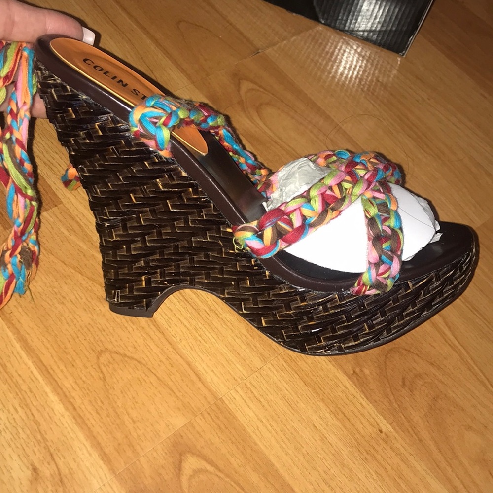 Colin Stuart Multicolored tie up wedges - Picture 5 of 6
